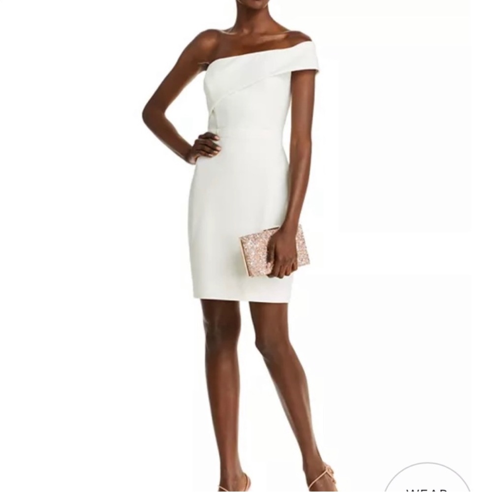 One Shoulder Scuba Crepe White Dress